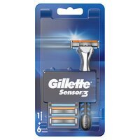 Бритва Gillette Sensor 3 с 6 сменными картриджами.