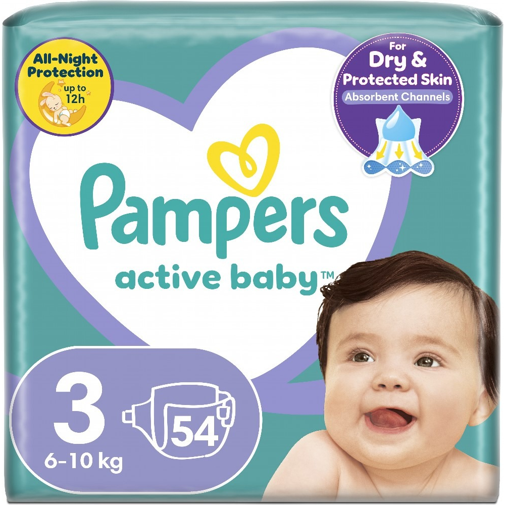 PAMPERS Детские одноразовые подгузники Active Baby Midi (6-10 кг) 54шт фото 