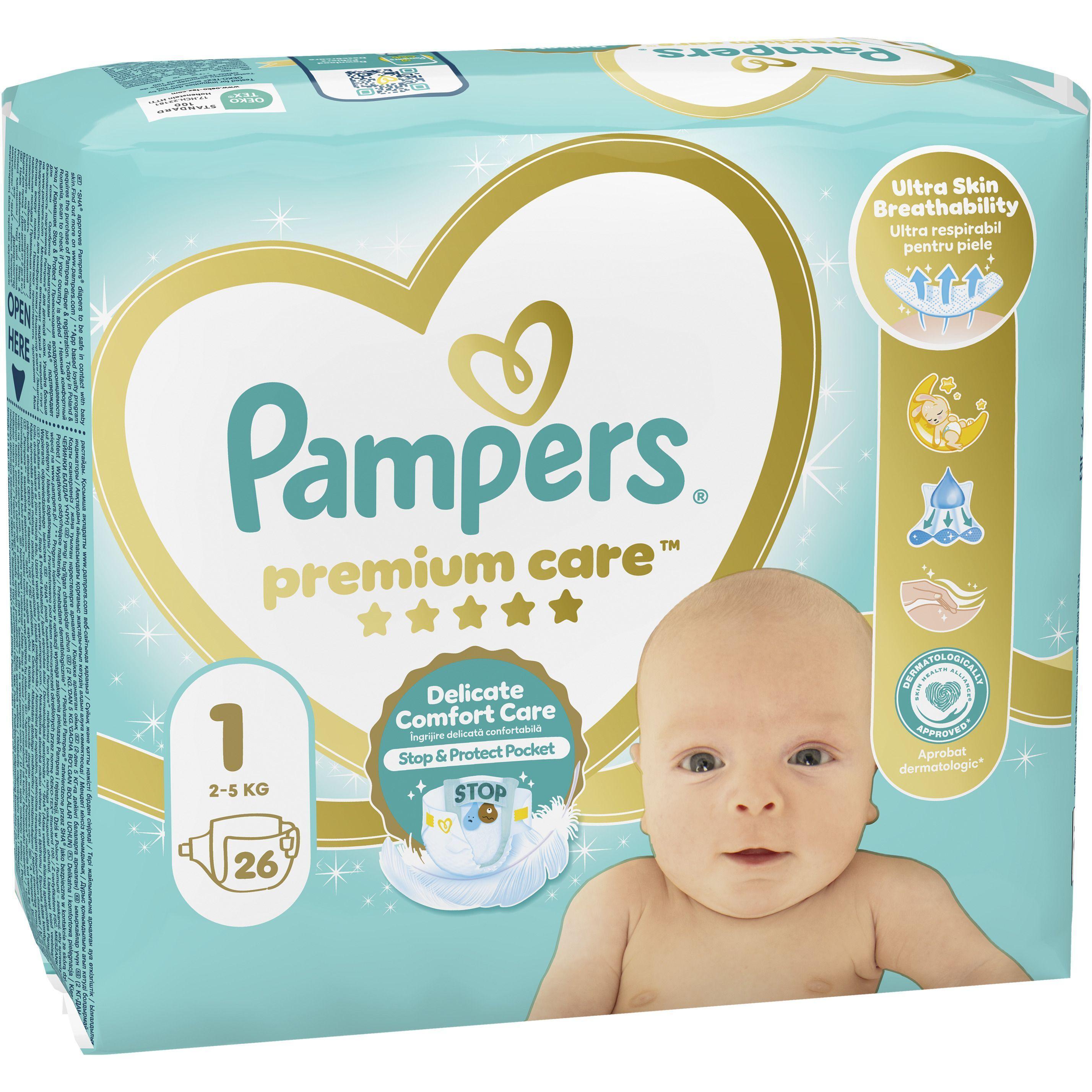 Подгузники Pampers Premium Care Newborn Размер 1 2-5 кг 26 шт фото 1
