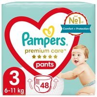 PAMPERS Детские одноразовые подгузники-трусики Premium Care Pants Midi (6-11кг) 48шт