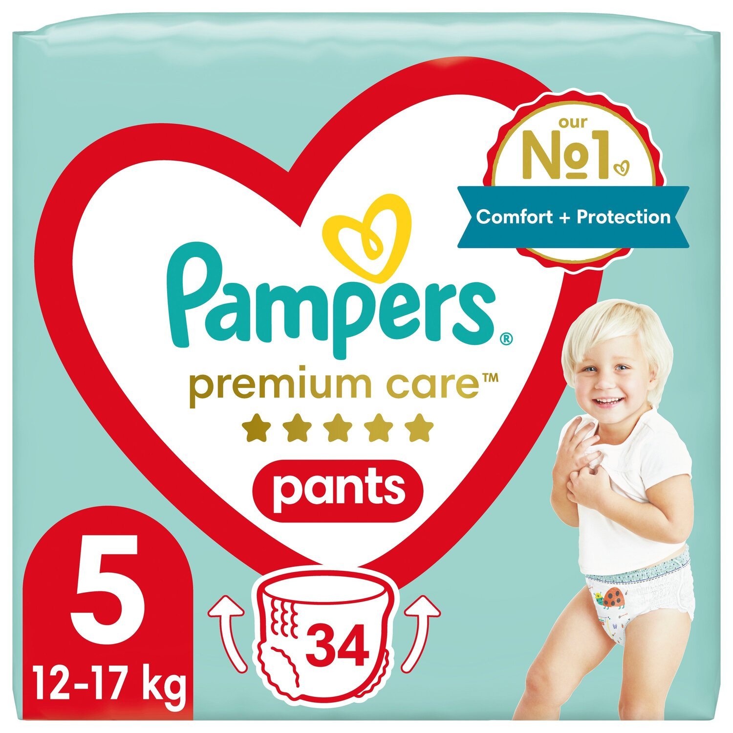 PAMPERS Детские одноразовые подгузн-трусики PremiumCare Pants Junior (12-17кг) 34шт фото 