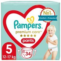 PAMPERS Детские одноразовые подгузн-трусики PremiumCare Pants Junior (12-17кг) 34шт