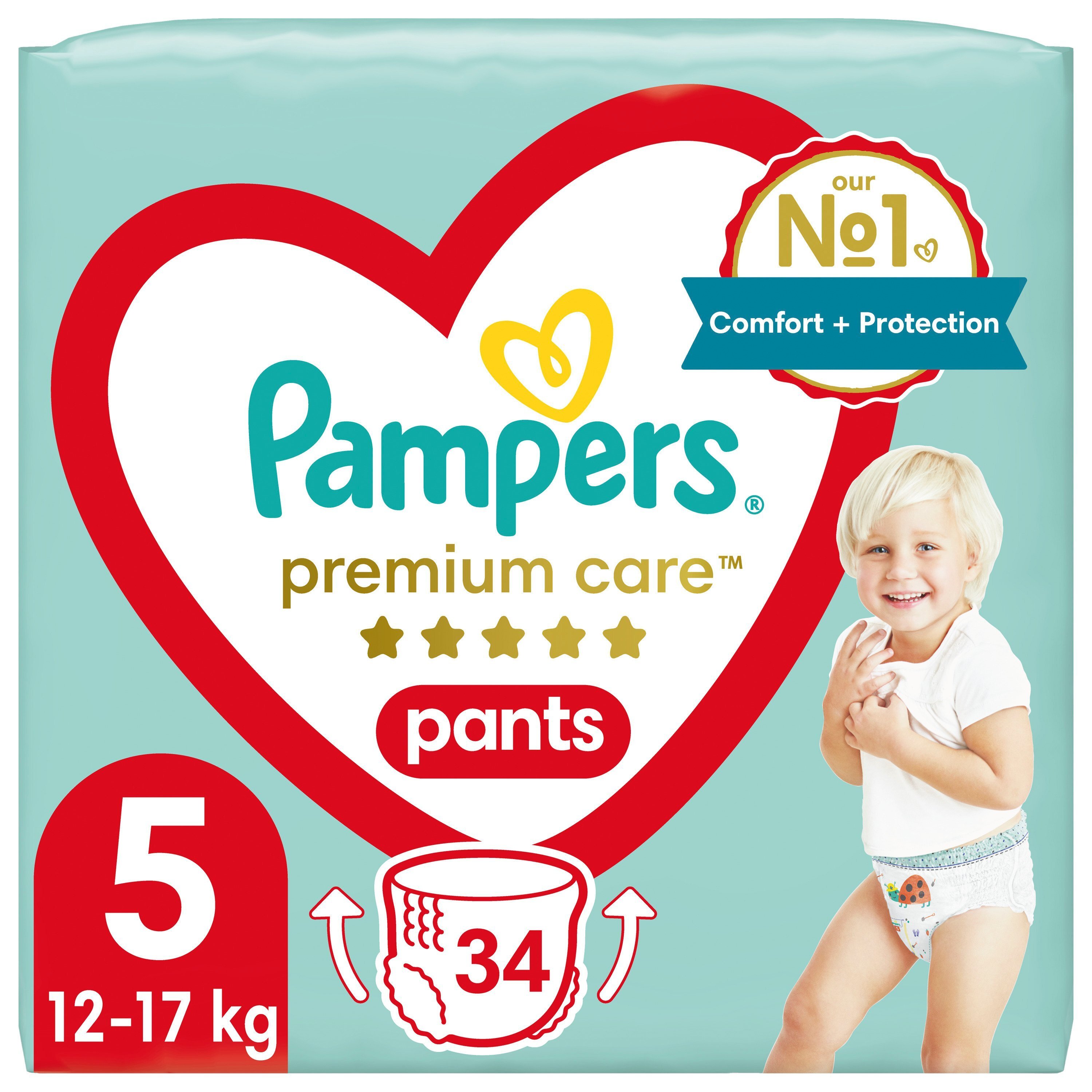 PAMPERS Детские одноразовые подгузн-трусики PremiumCare Pants Junior (12-17кг) 34шт фото 1