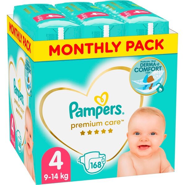 

PAMPERS Детские подгузники Premium Care Maxi (9-14 кг) Мега Супер 168шт