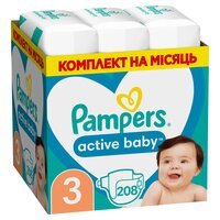 PAMPERS Дитячі одноразові підгузки Active Baby Midi (6-10 кг) 208шт