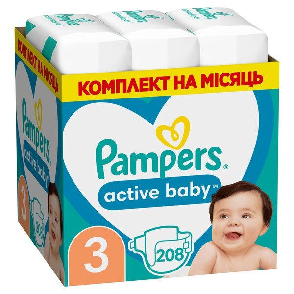 Акція на PAMPERS Детские одноразовые подгузники Active Baby Midi (6-10 кг) 208шт від MOYO