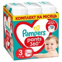 PAMPERS Дитячі одноразові підгузки-трусики Pants Midi (6-11 кг) Мега Супер 204шт