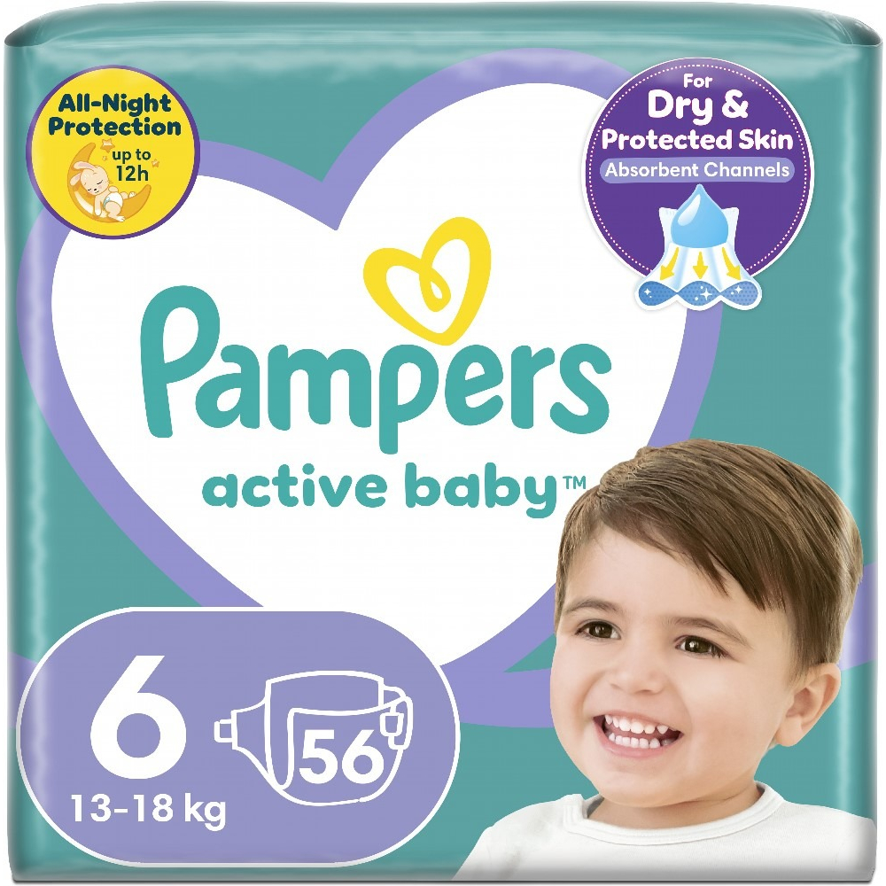 PAMPERS Детские одноразовые подгузники Active Baby Giant (13-18 кг) Джайнт 56шт фото 