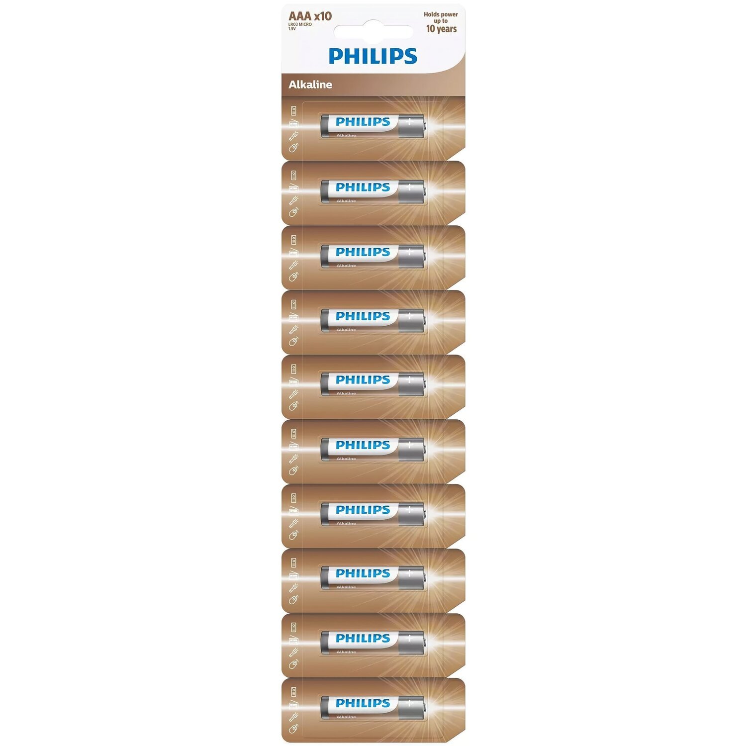 Батарейка Philips Entry Alkaline АAА лента 10 (LR03AL10S/10) фото 