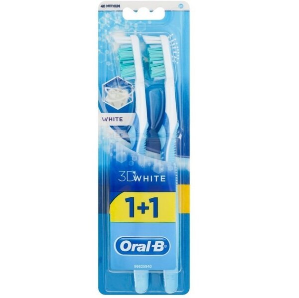 Акція на ORAL-B Зубная щетка 3D White Отбеливание 40 средняя 1+1шт від MOYO
