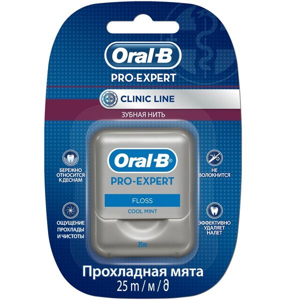 

ORAL-B Зубная нить Pro-Expert Клиник Лайн Дип Клин Минт Флосс Вощена 25м