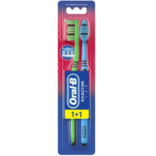 ORAL-B Зубная щетка 3 Effect Classic 40 средняя 1+1шт