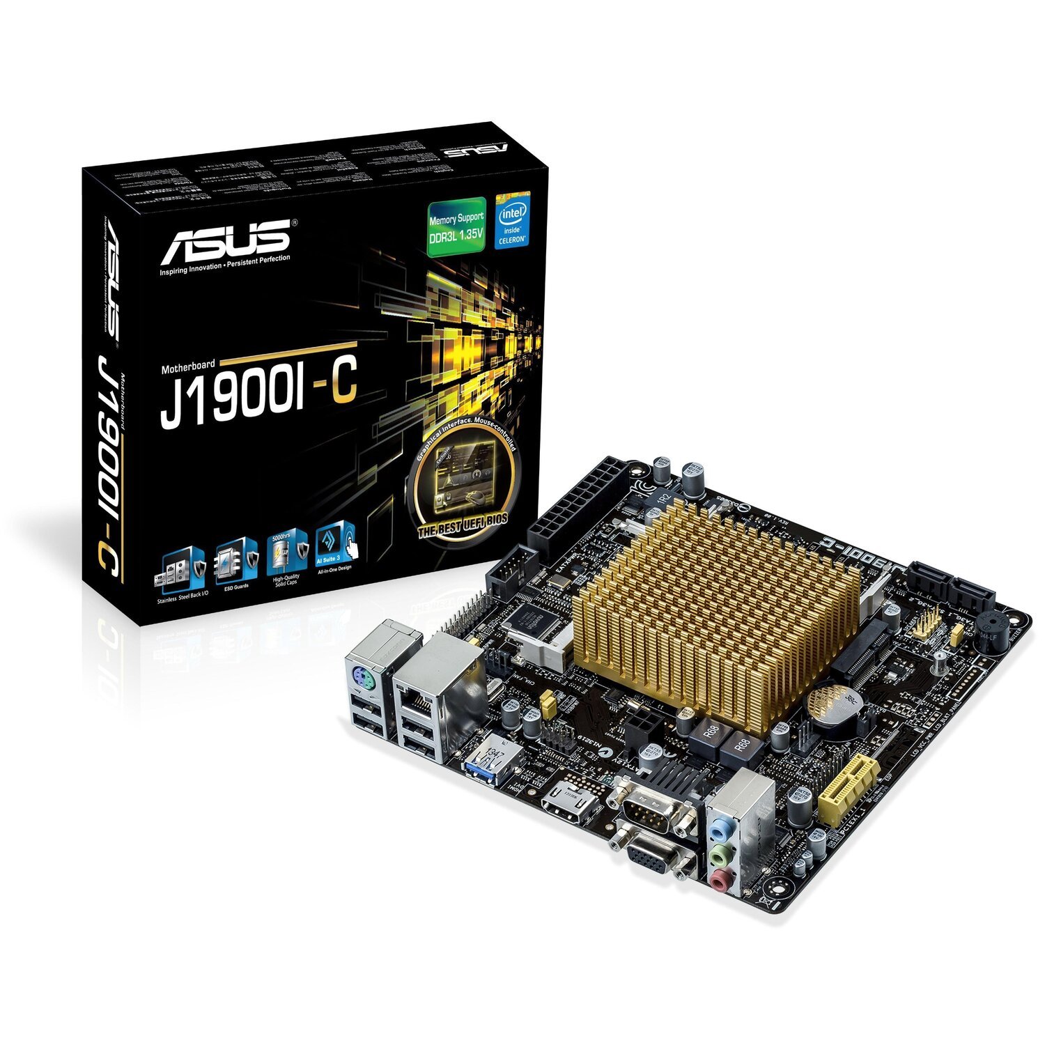 Материнська плата ASUS J1900I-C CPU Celeron Quad-Core 2.0GHz 2xDDR3 SO-DIMM VGA-HDMI Com mITXфото