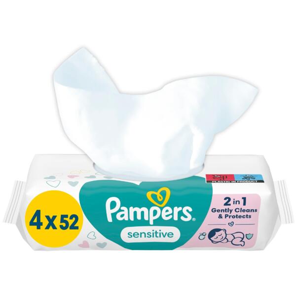 

Салфетки влажные детские Pampers Sensitive 4*52шт