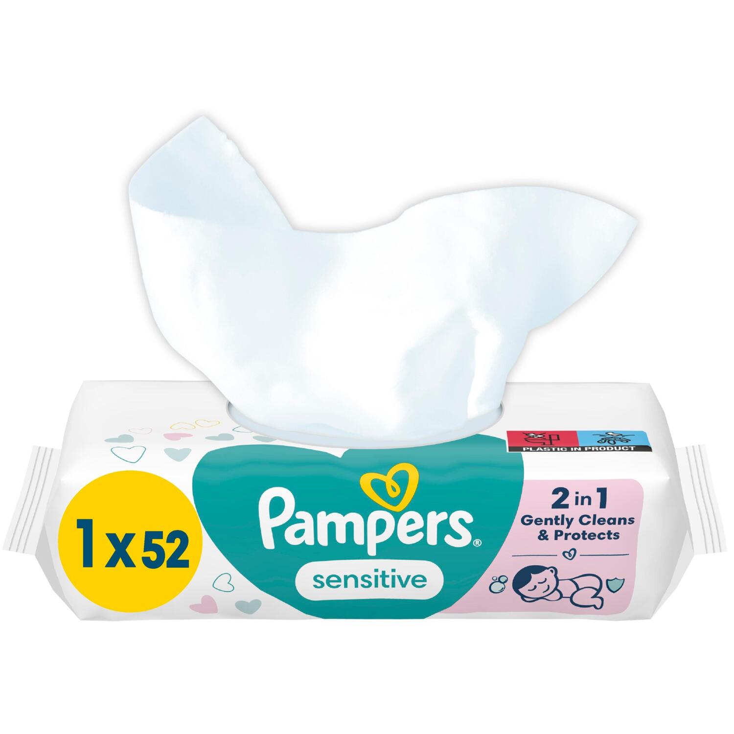 Серветки вологі дитячі Pampers Sensitive 52штфото