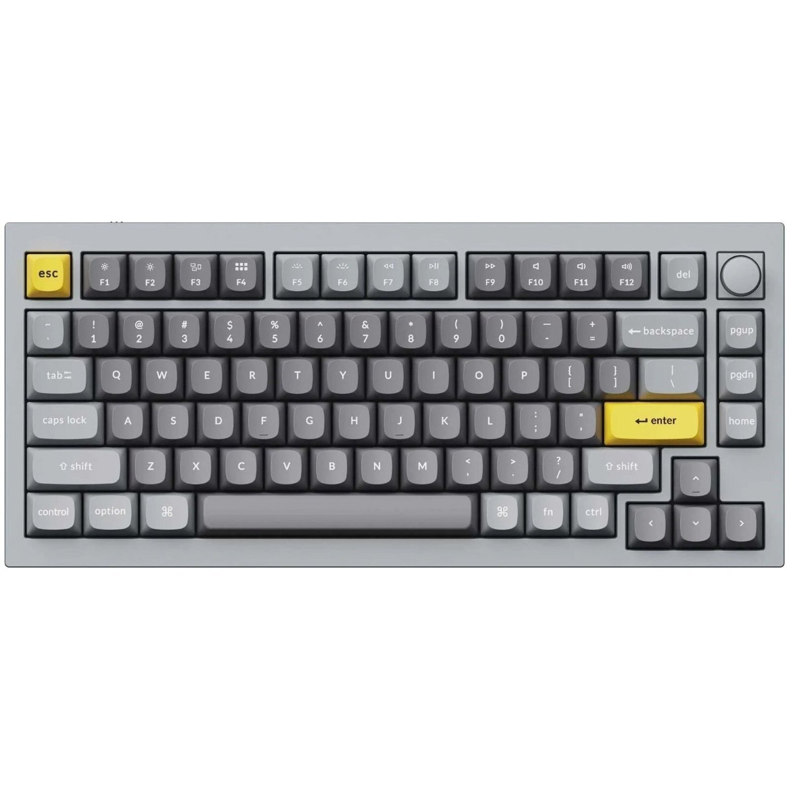 Клавиатура Keychron Q1 84 Key QMK Gateron Phantom Silver Hot-Swap RGB Knob Grey (Q1N5_Keychron) фото 1