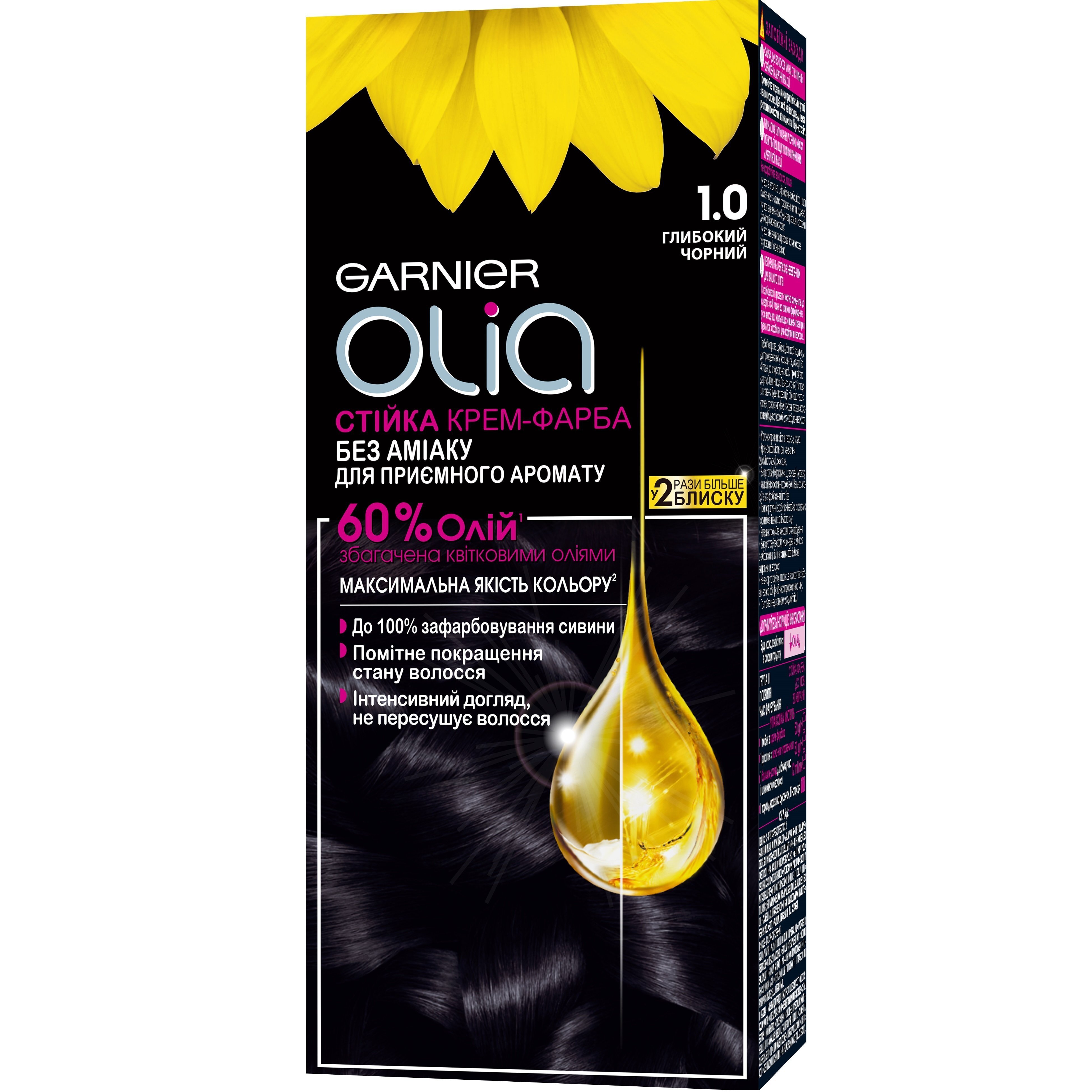 Краска для волос Garnier Olia Базовая линейка оттенок 1.0 Глубокий черный фото 1