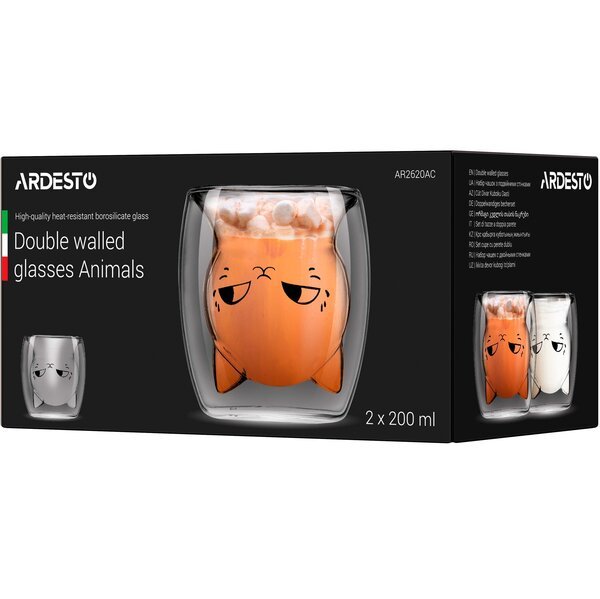 Акція на Набор чашек Ardesto Animals с двойными стенками, 200 мл, 2 шт (AR2620AC) від MOYO