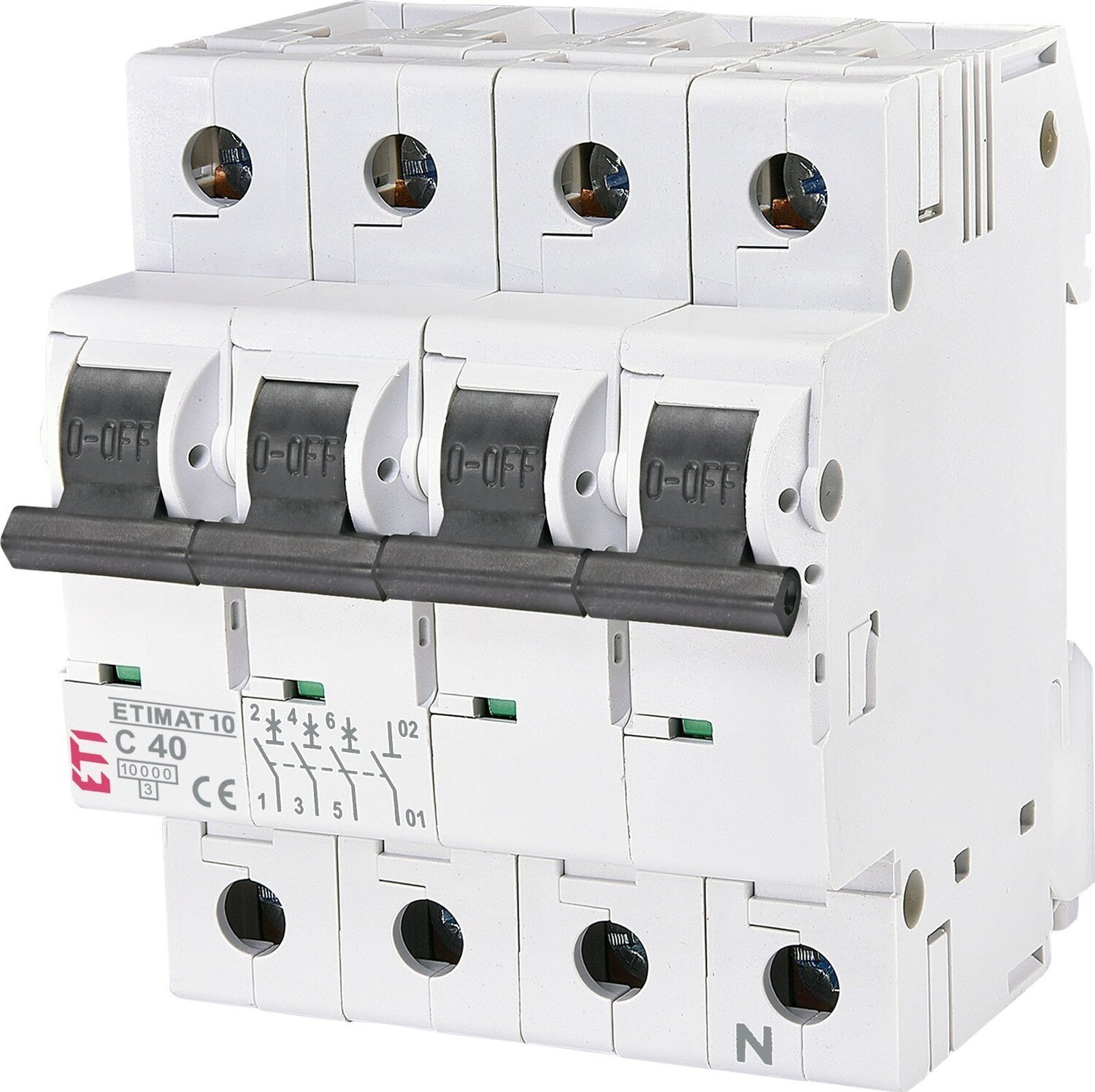 Автоматический выключатель ETI, ETIMAT 10 3p+N C 40А (10 kA) (2136720) фото 
