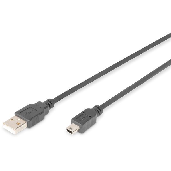 Акція на Кабель USB 2.0 (AM/miniB 5pin) DIGITUS 1.8м Black, bulk (AK-300108-018-S) від MOYO