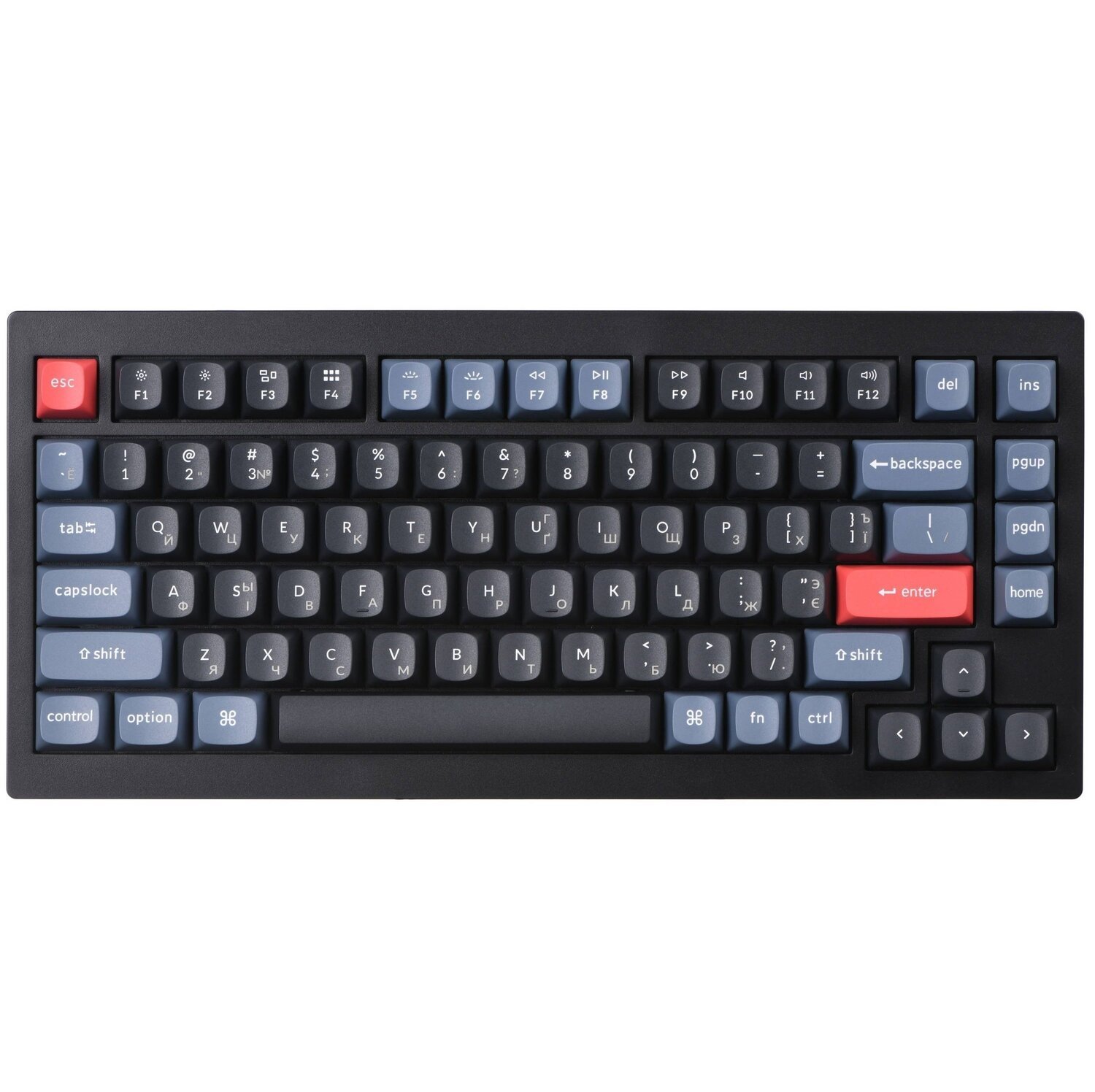 Клавіатура Keychron V1 84 Key QMK Gateron G PRO Brown Hot-Swap RGB Carbon Black (V1B3_Keychron)фото