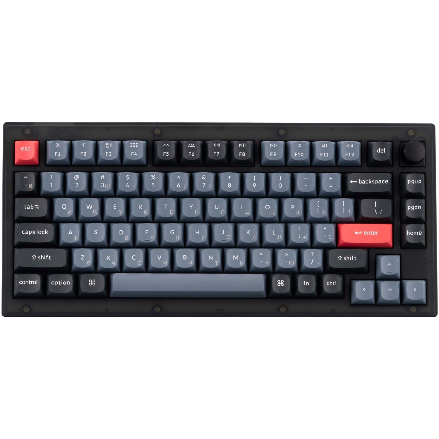 Клавиатура Keychron V1 84 Key QMK Gateron G PRO Red Hot-Swap RGB Knob Frosted Black (V1C1_Keychron) фото 