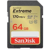 Карта памяти SanDisk SD 64GB C10 UHS-I U3 R170/W80MB/s Extreme V30 (SDSDXV2-064G-GNCINЯ)
