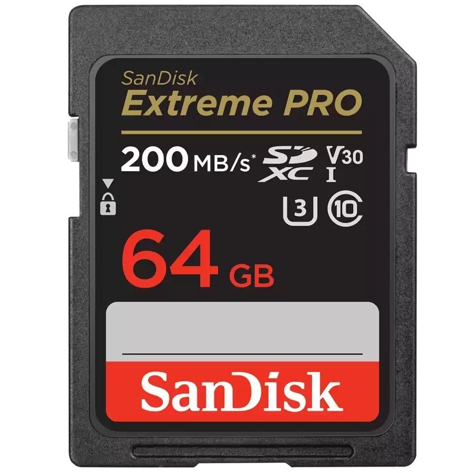 Карта памяти SanDisk SD 64GB C10 UHS-I U3 R200/W90MB/s Extreme Pro V30 (SDSDXXU-064G-GN4INЯ) фото 