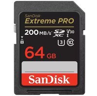Карта памяти SanDisk SD 64GB C10 UHS-I U3 R200/W90MB/s Extreme Pro V30 (SDSDXXU-064G-GN4INЯ)