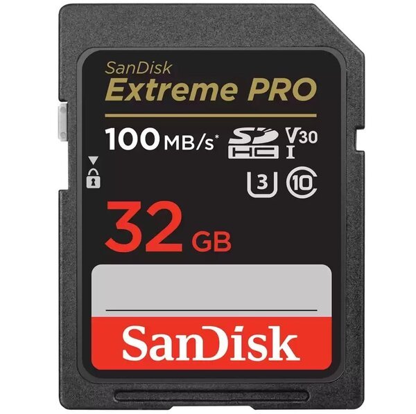 Карта памяти SanDisk SD 32GB C10 UHS-I U3 R100/W90MB/s Extreme Pro V30 (SDSDXXO-032G-GN4INЯ)