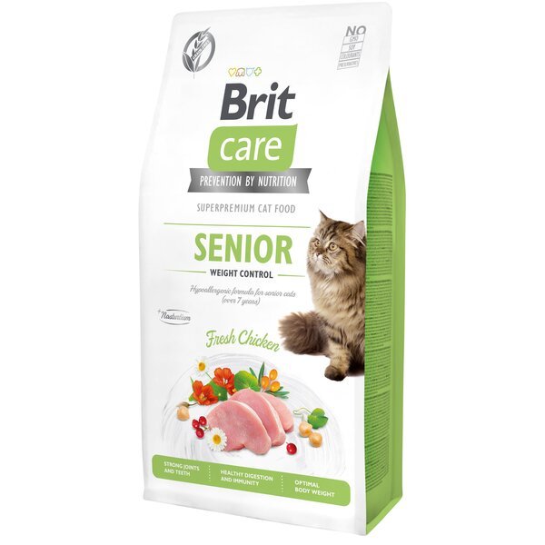 Сухой корм для пожилых кошек с избыточным весом Brit Care Cat GF Senior Weight Control с курицей, 7кг