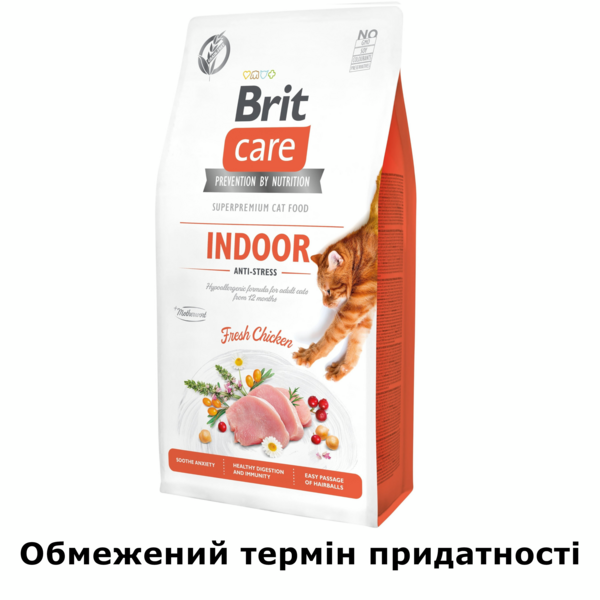 

Сухой корм для кошек живущих в помещении Brit Care Cat GF Indoor Anti-stress с курицей, 7кг