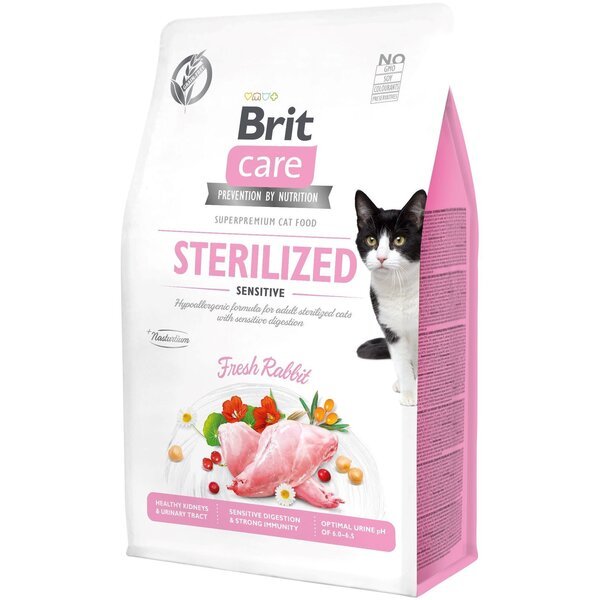 Сухой корм для стерилизованных котов с чувствительным пищеварением Brit Care Cat GF Sterilized Sensitive с кроликом, 0,4