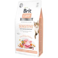 Сухой корм для привередливых кошек Brit Care Cat GF Sensitive Digestion & Delicate Taste с индейкой и лососем, 7кг
