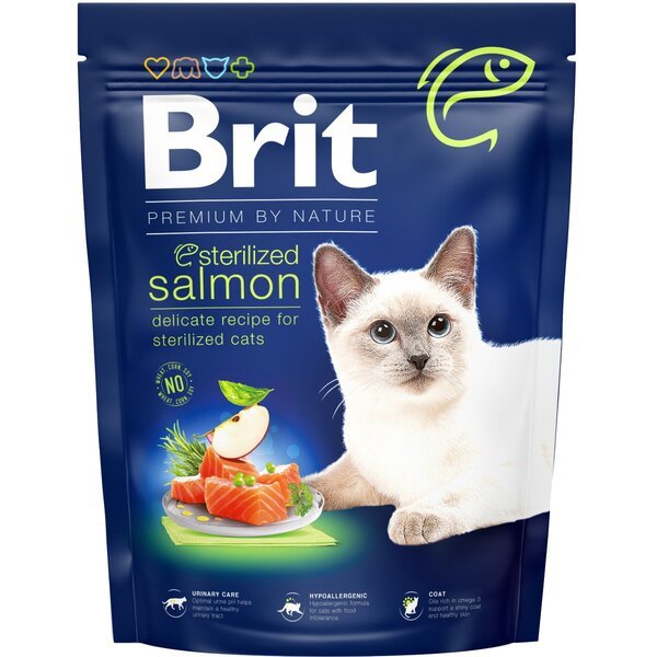 

Сухой корм для стерилизованных котов Brit Premium by Nature Cat Sterilized Salmon с лососем 0,3 кг