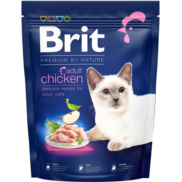 Сухой корм для взрослых кошек Brit Premium by Nature Cat Adult Chicken с курицей 0,3 кг