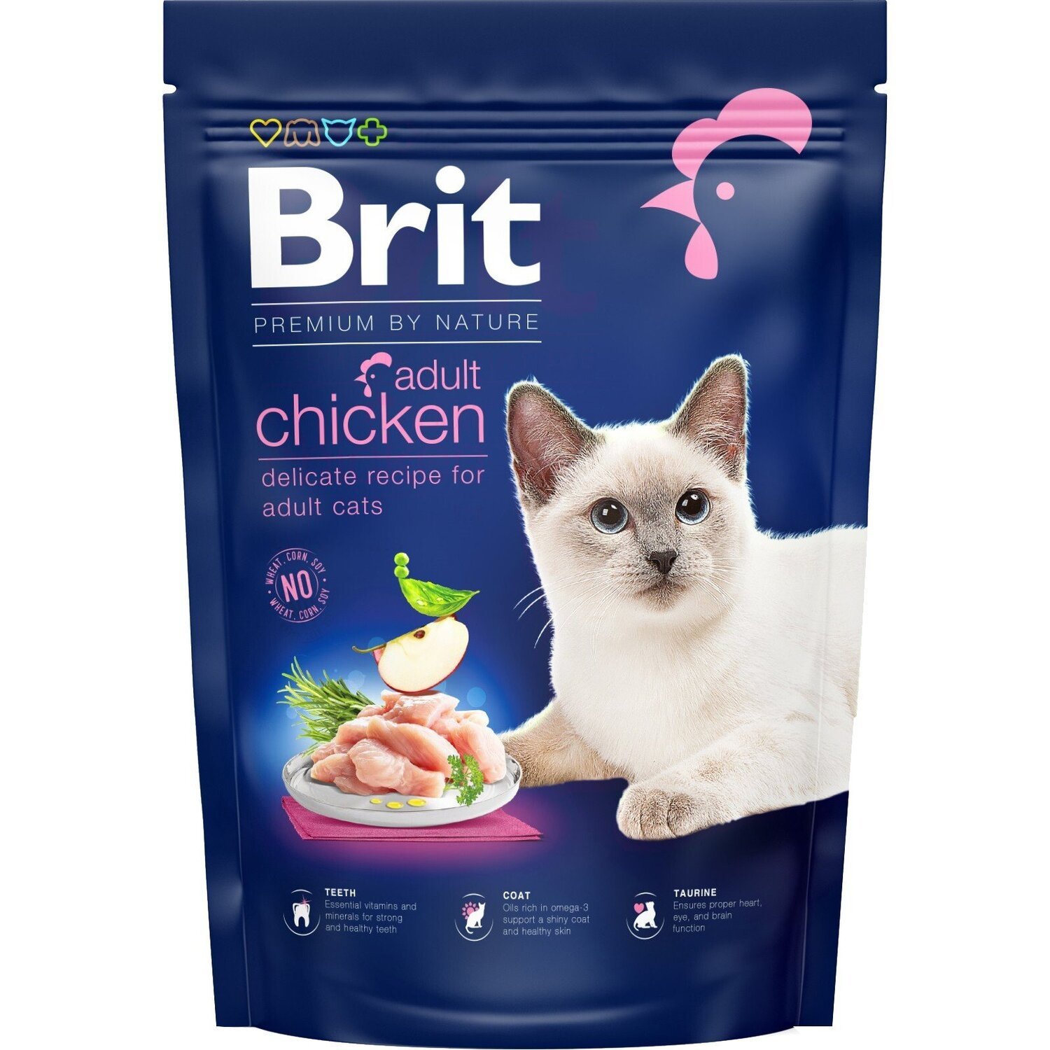 Сухой корм для взрослых кошек Brit Premium by Nature Cat Adult Chicken с курицей 0,8 кг фото 