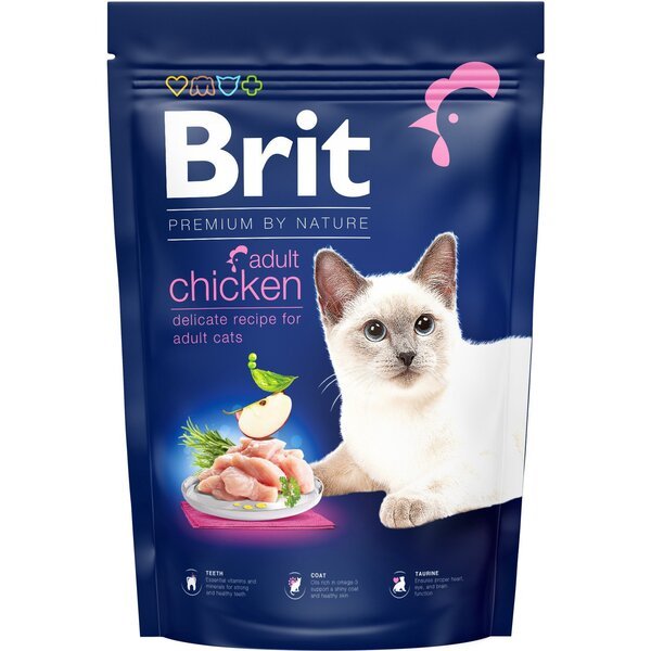 Сухой корм для взрослых кошек Brit Premium by Nature Cat Adult Chicken с курицей 1,5 кг