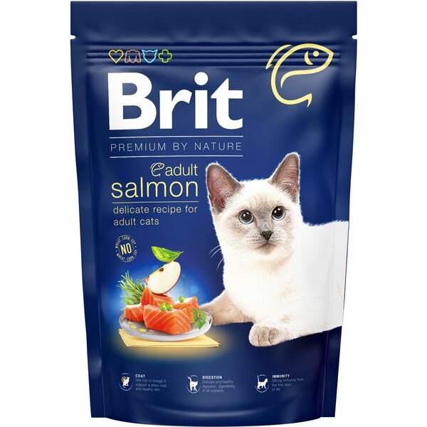 Сухой корм для взрослых кошек Brit Premium by Nature Cat Adult Chicken с лососем 1,5 кг