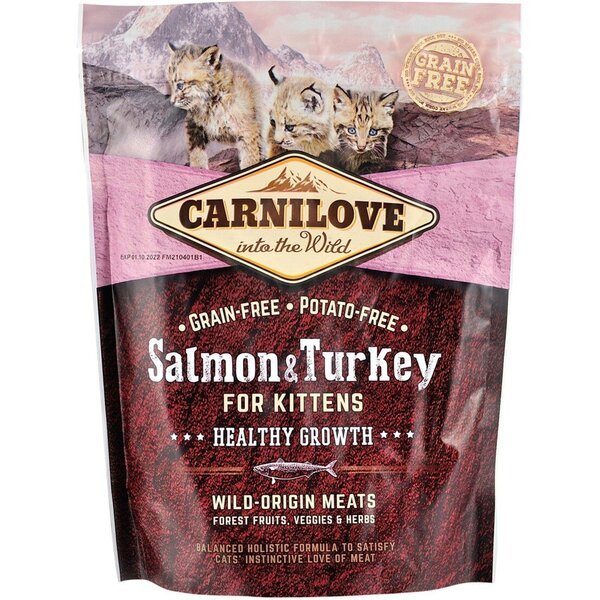 

Сухой корм для котят Carnilove Salmon & Turkey Kitten с лососем и индейкой 0,4 кг