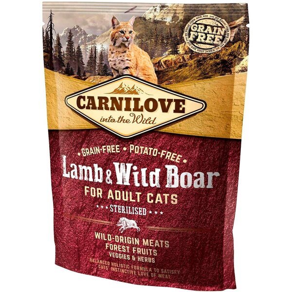 

Сухой корм для взрослых стерилизованных кошек Carnilove Lamb & Wild Boar Sterilised 0,4 кг