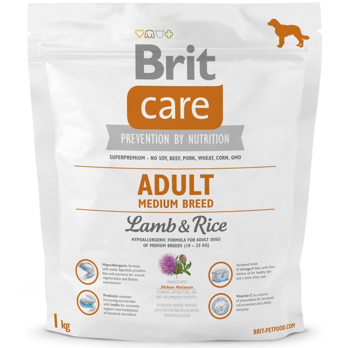 Сухий корм для дорослих собак середніх порід Brit Care Adult Medium Breed Lamb &amp; Rice 1 кгфото