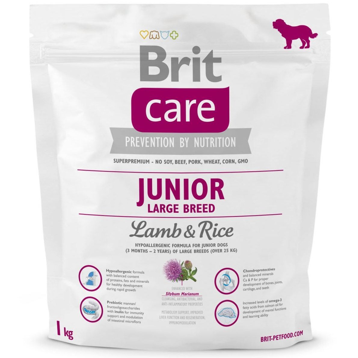 Сухий корм для цуценят та молодих собак великих порід Brit Care Junior Large Breed Lamb & Rice 1 кгфото1
