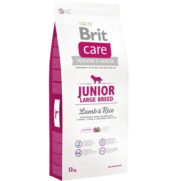 

Сухой корм для щенков и молодых собак крупных пород Brit Care Junior Large Breed Lamb & Rice 12 кг