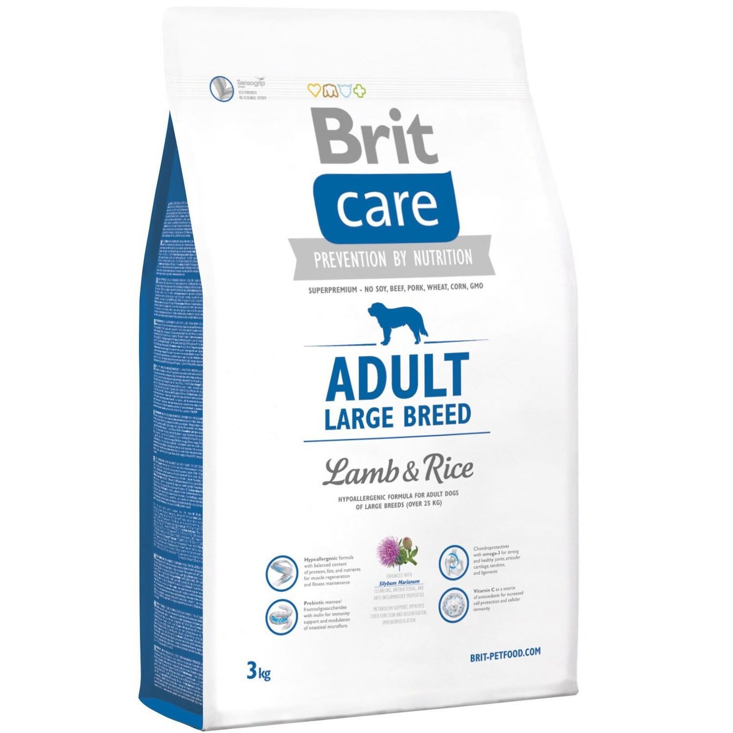 Сухий корм для дорослих собак великих порід Brit Care Adult Large Breed Lamb &amp; Rice 3 кгфото