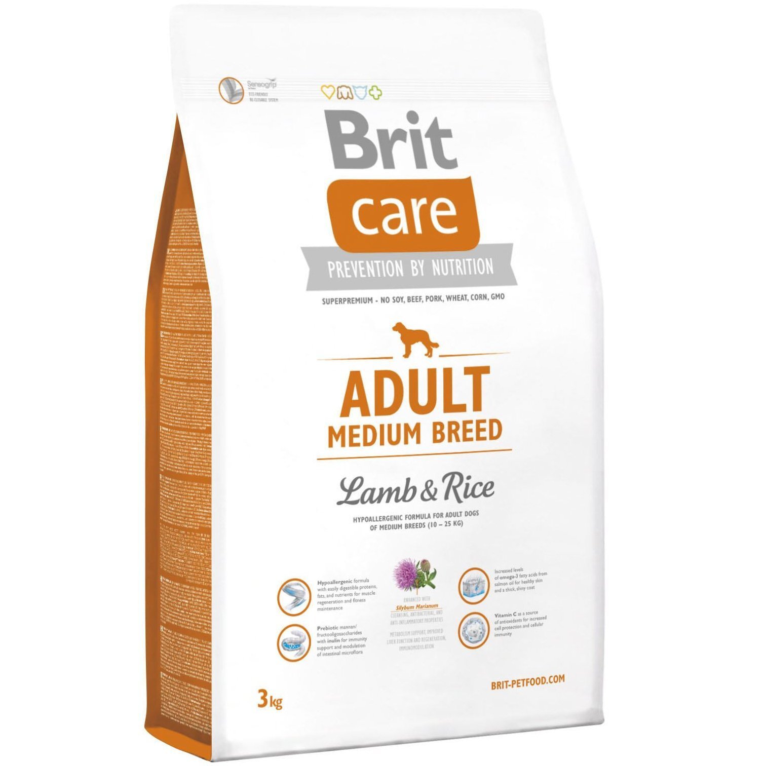 Сухой корм для взрослых собак средних пород Brit Care Adult Medium Breed Lamb & Rice 3 кг фото 1