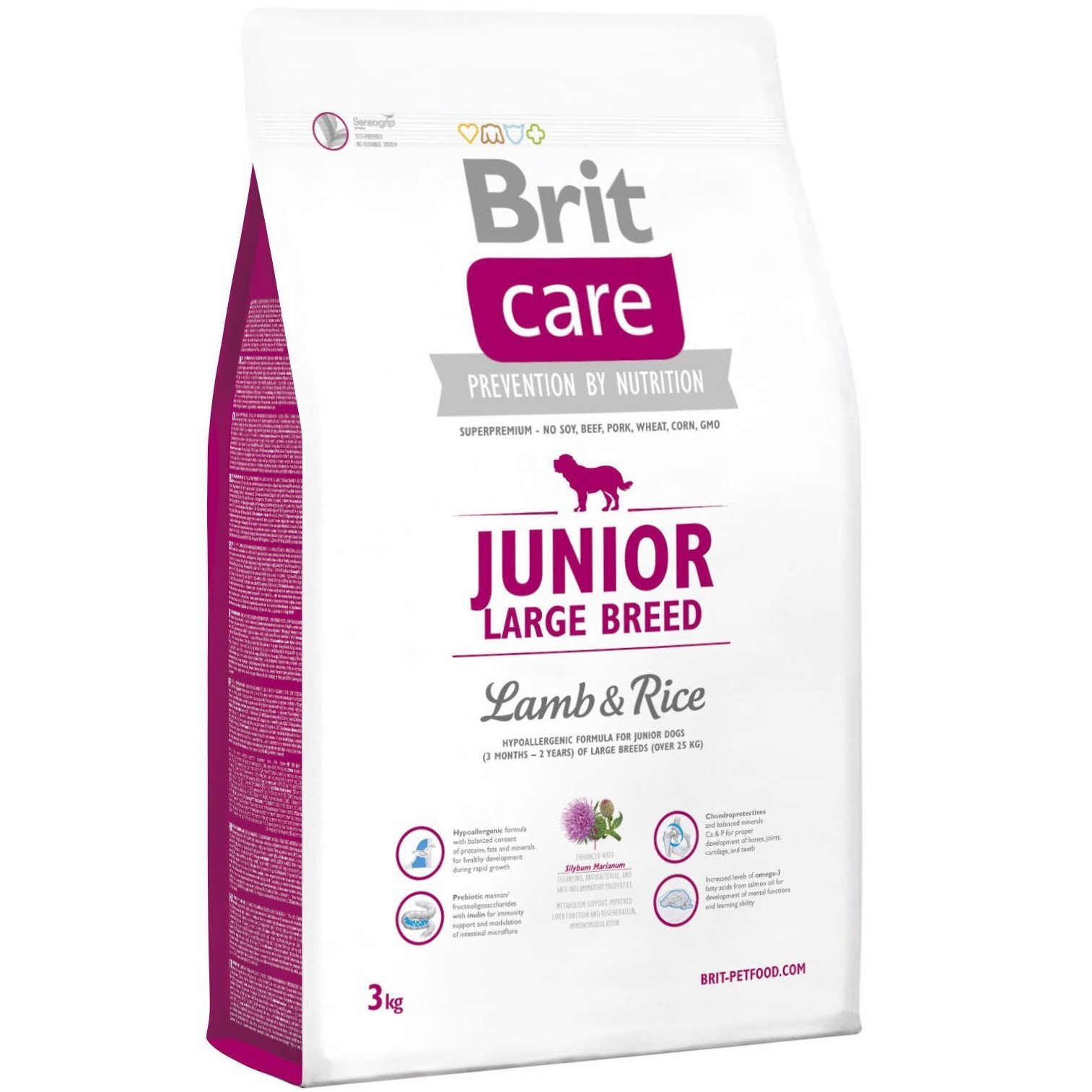 Сухой корм для щенков и молодых собак крупных пород Brit Care Junior Large Breed Lamb & Rice 3 кг фото 1