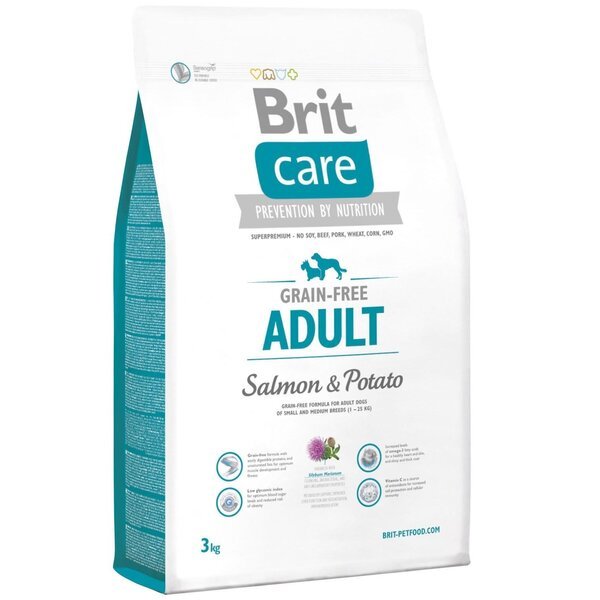 

Сухой корм для собак весом до 25 кг Brit Care GF Adult Salmon & Potato 3 кг