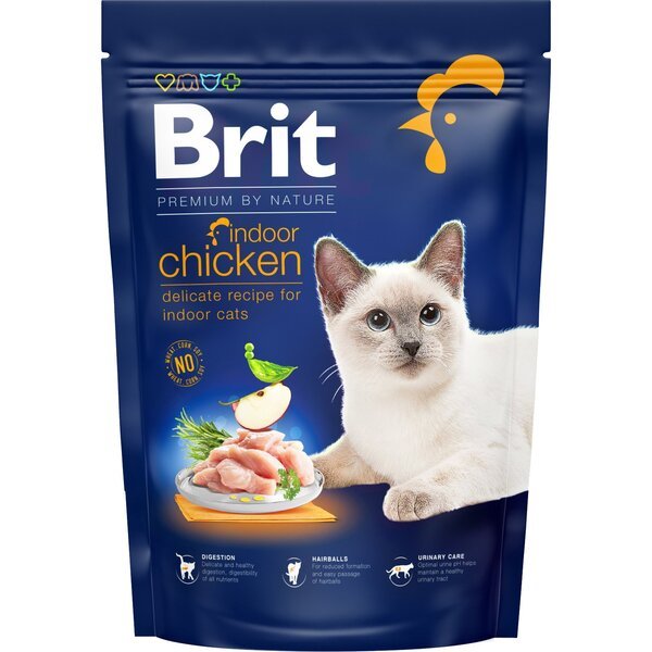 Сухой корм для кошек, живущих в помещении Brit Premium by Nature Cat Indoor с курицей 0,8 кг