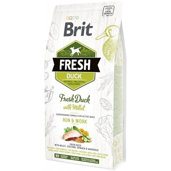 Сухой корм для активных взрослых собак Brit Fresh Active Run & Work с уткой и пшеном 2.5 кг